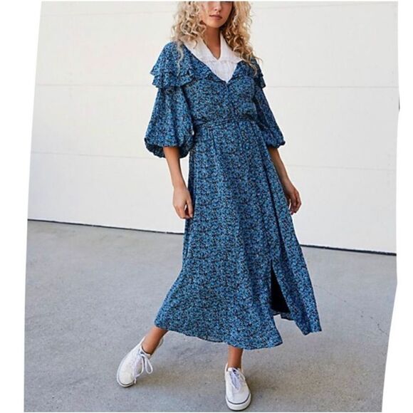 Free People - Float On A Sunbeam Midi Dress - Picture 1 of 9